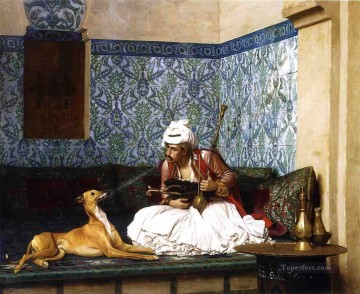 ジャン・レオン・ジェローム Painting - 犬の鼻に煙を吹きかけるアルノート ギリシャ・アラビア・オリエンタリズム ジャン・レオン・ジェローム